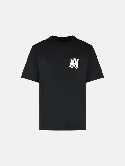 Amiri Jazz Wolf Black Crewneck T-shirt With Logo Lettering On The Front And Maxi Print On The Rear In Cott In Black