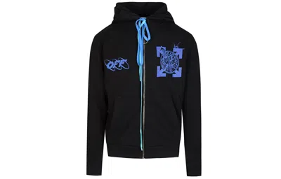 Off-white Blue Pattern Hooded Jacket Black