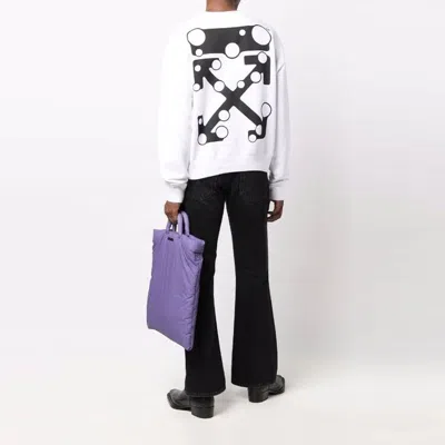 Off-white Men's  Logo Arrow Pattern Pullover Loose Fit White In Multi