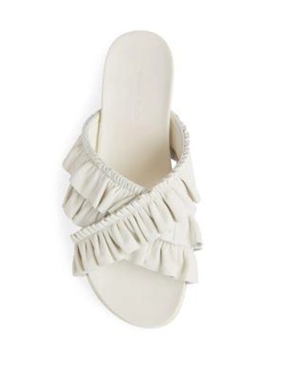 Shop Simone Rocha Ruffled  Leather Slides In Ivory