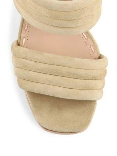 Shop Alice And Olivia Colby Suede Block Heel Slide Sandals In Nude