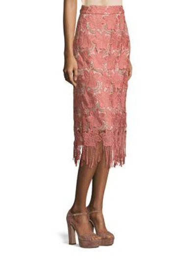 Shop Alice And Olivia Strand Floral Pencil Skirt In Dusty Rose Sesame