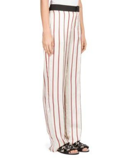Shop Lanvin Stripe Wide-leg Pants In Ivory