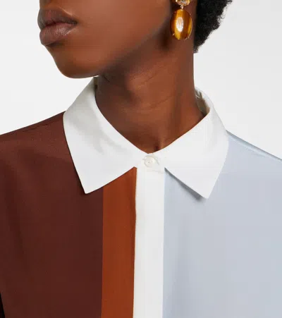 Sir Marais Button-front Silk Shirt In Blue