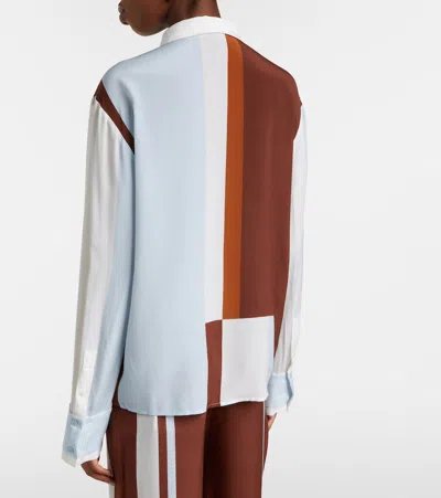 Sir Marais Button-front Silk Shirt In Blue