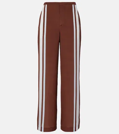 Sir Marais Striped Silk Straight-leg Pants In Burgundy