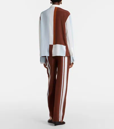 Sir Marais Striped Silk Straight-leg Pants In Burgundy