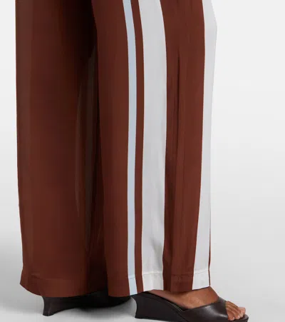 Sir Marais Striped Silk Straight-leg Pants In Burgundy
