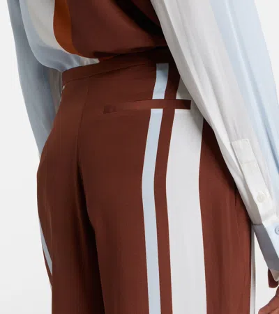 Sir Marais Striped Silk Straight-leg Pants In Burgundy