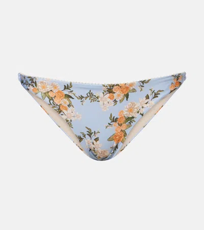 Agua By Agua Bendita Promesa Valle Floral-print Bikini Briefs In Blue