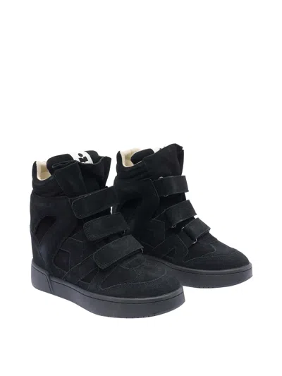 Isabel Marant Women Black Wedge With Insert Design And High Heel Sneaker In Leather Woman