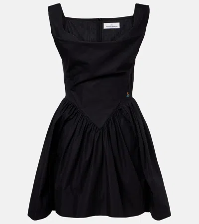 Vivienne Westwood Sunday Black Sleeveless Mini Dress With Corset Bodice And Orb Embroidery On The Front In Cotton Woma