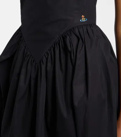 Vivienne Westwood Sunday Black Sleeveless Mini Dress With Corset Bodice And Orb Embroidery On The Front In Cotton Woma