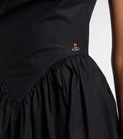 Vivienne Westwood Sunday Black Sleeveless Mini Dress With Corset Bodice And Orb Embroidery On The Front In Cotton Woma