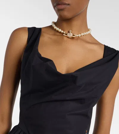Vivienne Westwood Sunday Black Sleeveless Mini Dress With Corset Bodice And Orb Embroidery On The Front In Cotton Woma