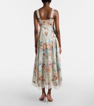 Camilla Taste For Lace Floral-print Lace-trim Midi Dress In Multi
