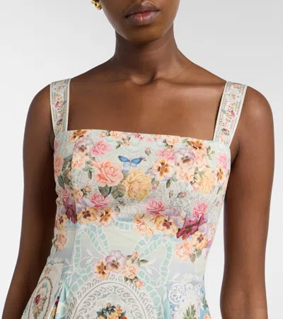 Camilla Taste For Lace Floral-print Lace-trim Midi Dress In Multi