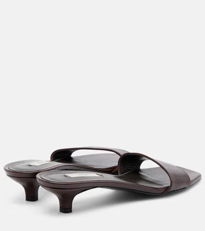Totême Slim Lizard Embossed Bandeau Mule In Brown