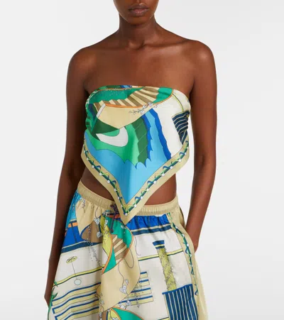 Tory Burch Printed Silk Top In Multi
