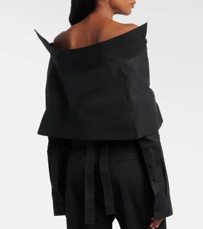 Balenciaga Off Shoulder Crop Shirt Long Sleeves In Black