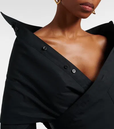 Balenciaga Off Shoulder Crop Shirt Long Sleeves In Black