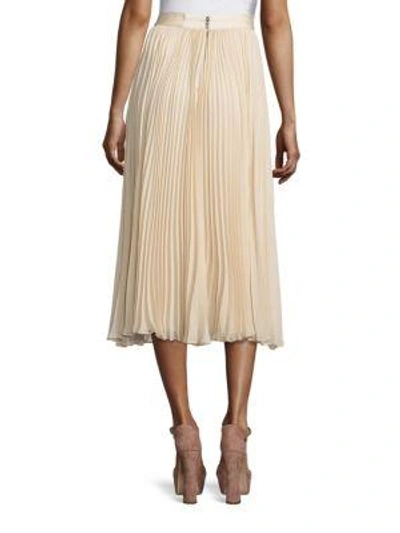 Shop Alice And Olivia Essie Pleated Midi Skirt In Champagne