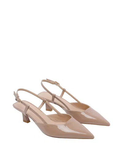 Stuart Weitzman Vinnie T Mid Heel Patent Slingback Pumps In Brown