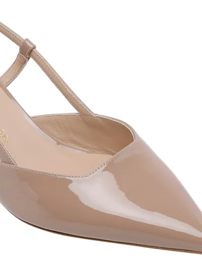 Stuart Weitzman Vinnie T Mid Heel Patent Slingback Pumps In Brown