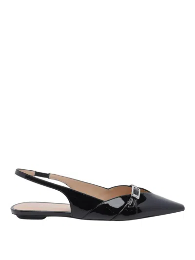 Stuart Weitzman Pointed-toe Flat Sandals In Black
