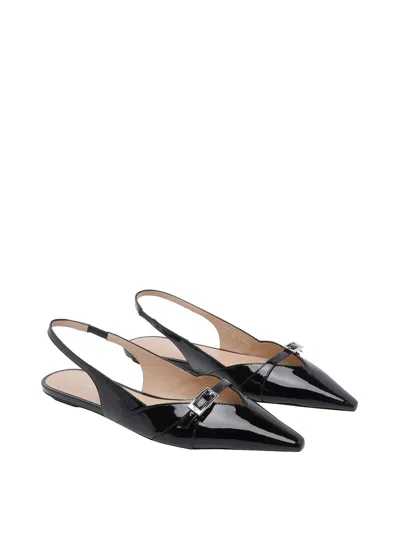 Stuart Weitzman Pointed-toe Flat Sandals In Black