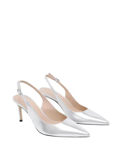 Stuart Weitzman 75mm Stuart Power Metallic Leather Slingback Pumps In White