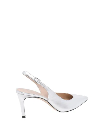 Stuart Weitzman 75mm Stuart Power Metallic Leather Slingback Pumps In White