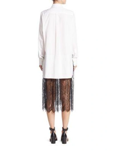 Shop Valentino Cotton Lace Shirtdress In Bianco-nero