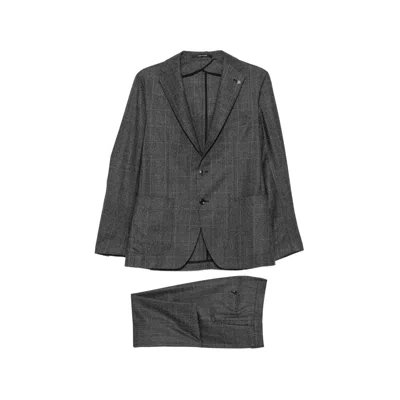 Tagliatore Check-pattern Single-breasted Suit In Gray
