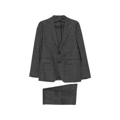 Tagliatore Check-pattern Single-breasted Suit In Gray