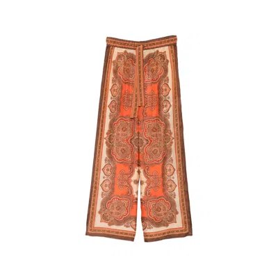 Zimmermann Womens Tangerine Paisley Mahon Relaxed Silk Trousers In Brown