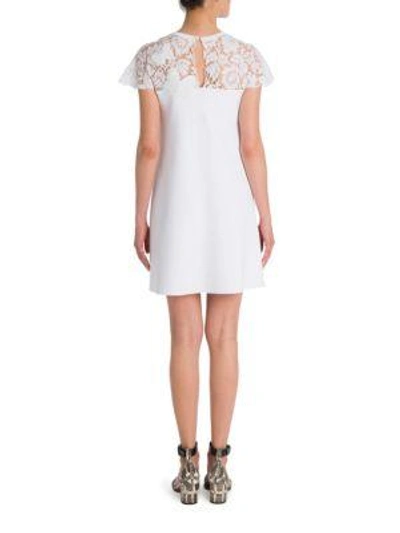 Shop Valentino Lace-yoke Butterfly Knit Dress In Bianco