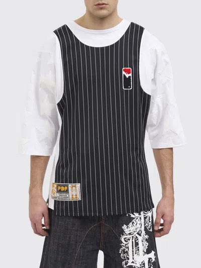 Pdf Pinstripe-pattern Logo-patch T-shirt In Black