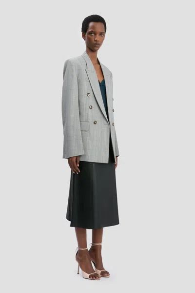 Victoria Beckham Womens Blue Grey Multi Tailored Double-breasted Wool Jacket In Multi