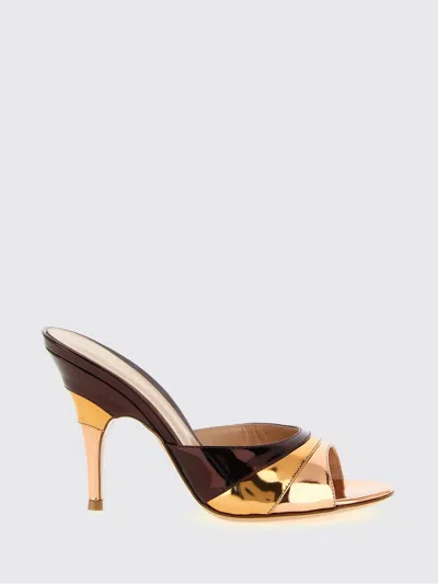 Gianvito Rossi Metallic Finish Stiletto Heel Open Back Mules In Brown
