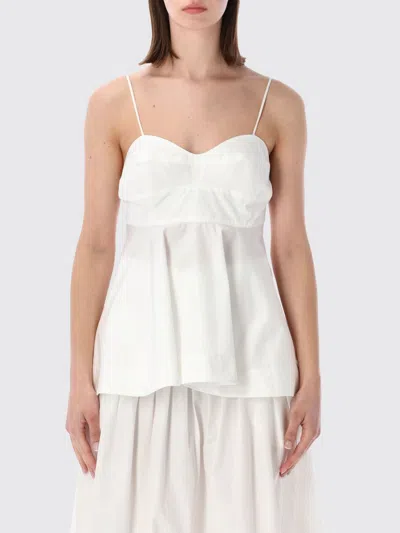 Rohe Structured White Peplum Bustier Top In White