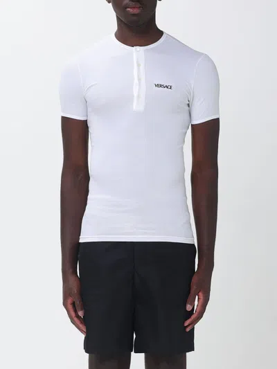 Versace Embroidered Logo Under Shirt In Brown