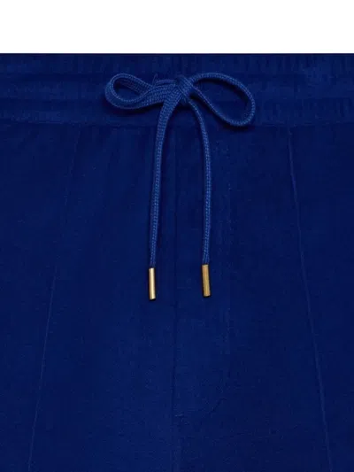 Aman Terry Drawstring Shorts In Blue
