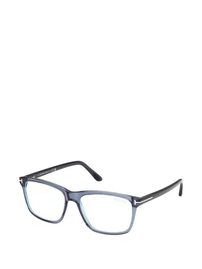Tom Ford T-logo Rectangle-frame Glasses In Gray