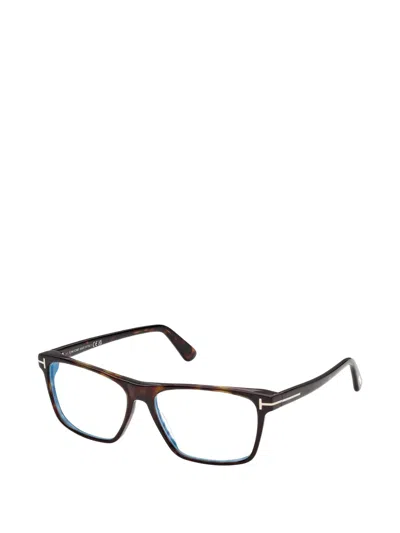 Tom Ford T-logo Rectangle-frame Glasses In Brown