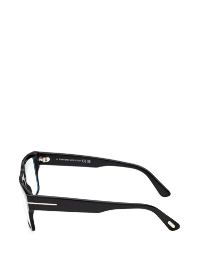 Tom Ford T-logo Rectangle-frame Glasses In Black