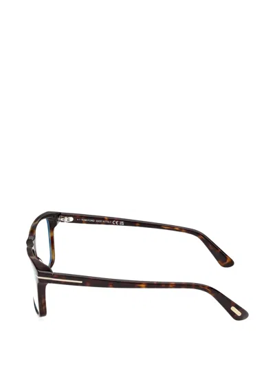 Tom Ford T-logo Rectangle-frame Glasses In Brown