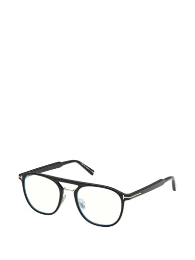 Tom Ford Double-bridge Pilot-frame Glasses In Transparent