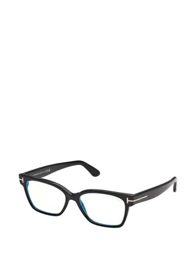 Tom Ford T-line Rectangle-frame Glasses In Black