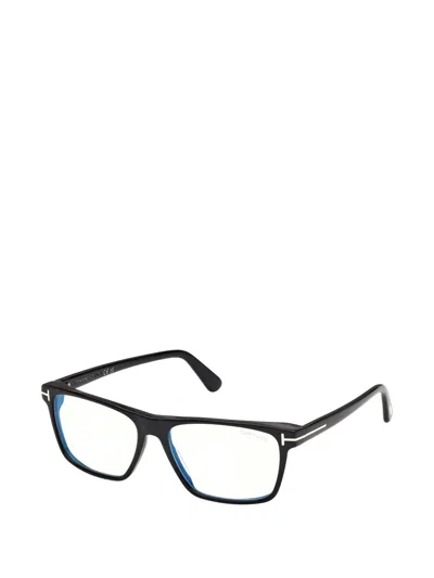 Tom Ford T-logo Rectangle-frame Glasses In Black